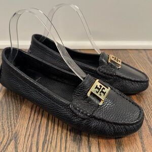 Tory Burch Kendrick Black Leather Driving Loafers size 7